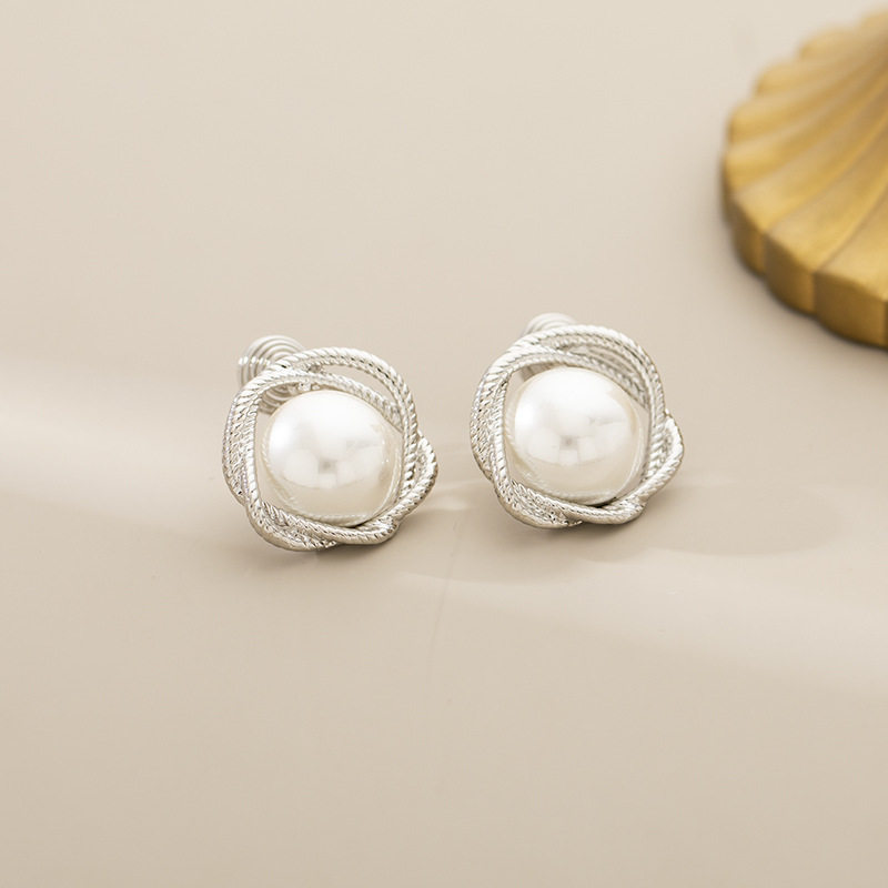 无耳洞复古法式麻花金属珍珠耳针优雅简约创意通勤蚊香盘耳夹,淘宝优惠券,粉丝福利购,淘宝优惠卷