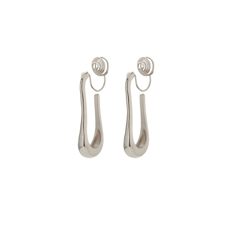 冷淡风时尚欧美简约U形金属耳环素款个性通勤蚊香盘无耳洞耳夹女,淘宝优惠券,粉丝福利购,淘宝优惠卷