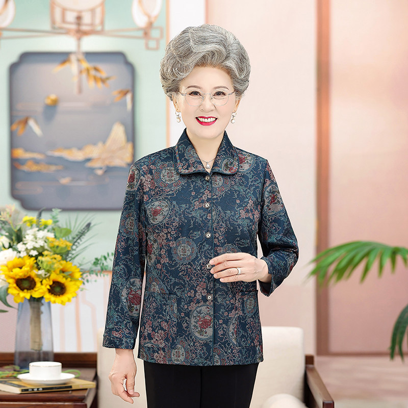 中老年人奶奶装长袖薄外套加大码女装妈妈装春秋衬衫80老太太衣服,淘宝优惠券,粉丝福利购,淘宝优惠卷