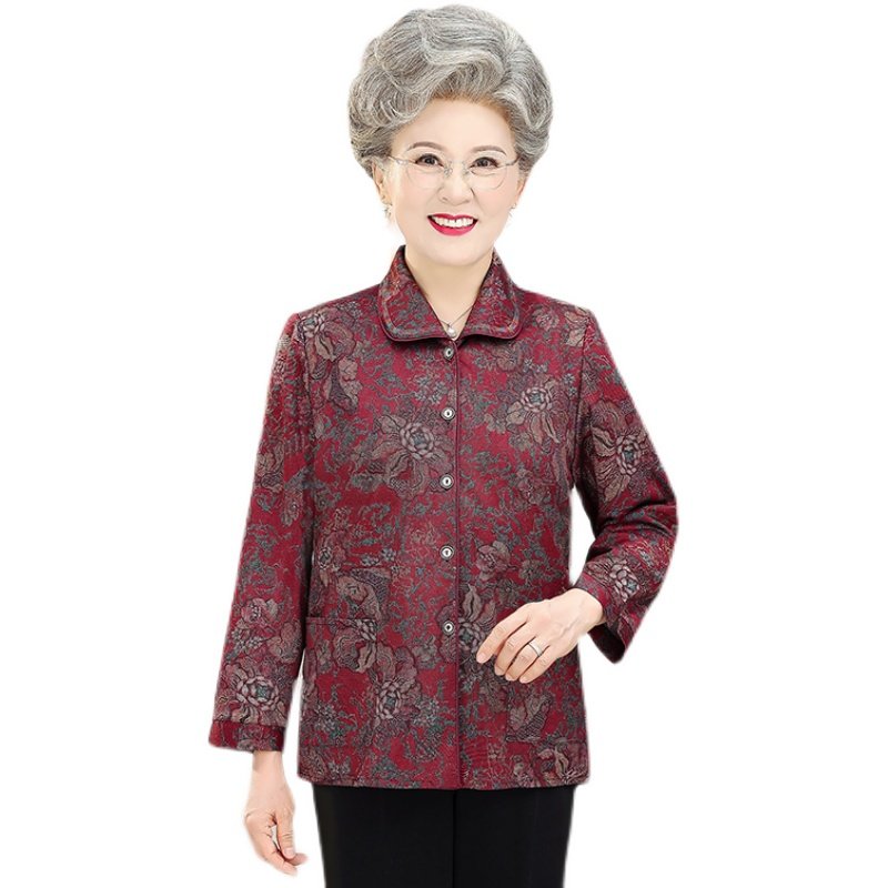 中老年人奶奶装长袖薄外套加大码女装妈妈装春秋衬衫80老太太衣服,淘宝优惠券,粉丝福利购,淘宝优惠卷