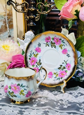 西洋古董 stafford&albert 重金摩卡骨瓷咖啡杯碟集合 现货