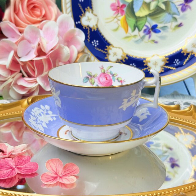 Western antique spode1900 lavender hand-painted rose gold bone china coffee cup and saucer in stock