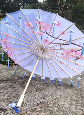 超仙古风流苏花瓣伞ins拍照道具舞蹈伞景区摆摊绸布伞工艺油纸伞
