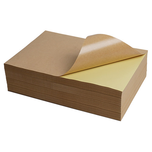 牛皮纸不干胶A4棕色不干胶打印纸贴纸A5书写标签纸光面哑面纸箱色激光喷墨背胶自粘贴纸深色浅色100张a3 - 图0