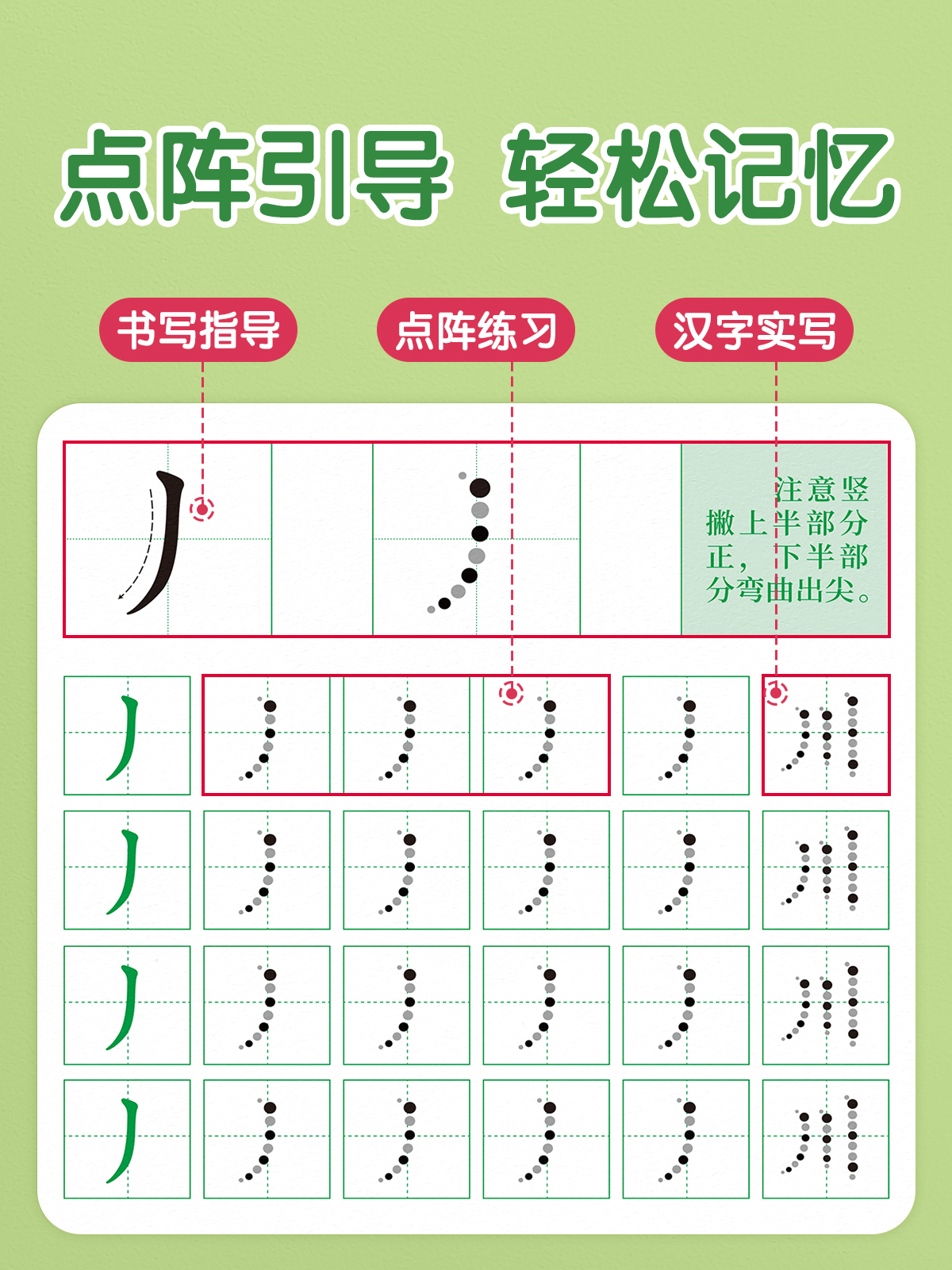 1-6年级控笔训练笔画笔顺练字帖小学生专用点阵字帖幼儿园偏旁部首练字本幼小衔接每日一练儿童大班硬笔书法初学者入门套装一年级 - 图2