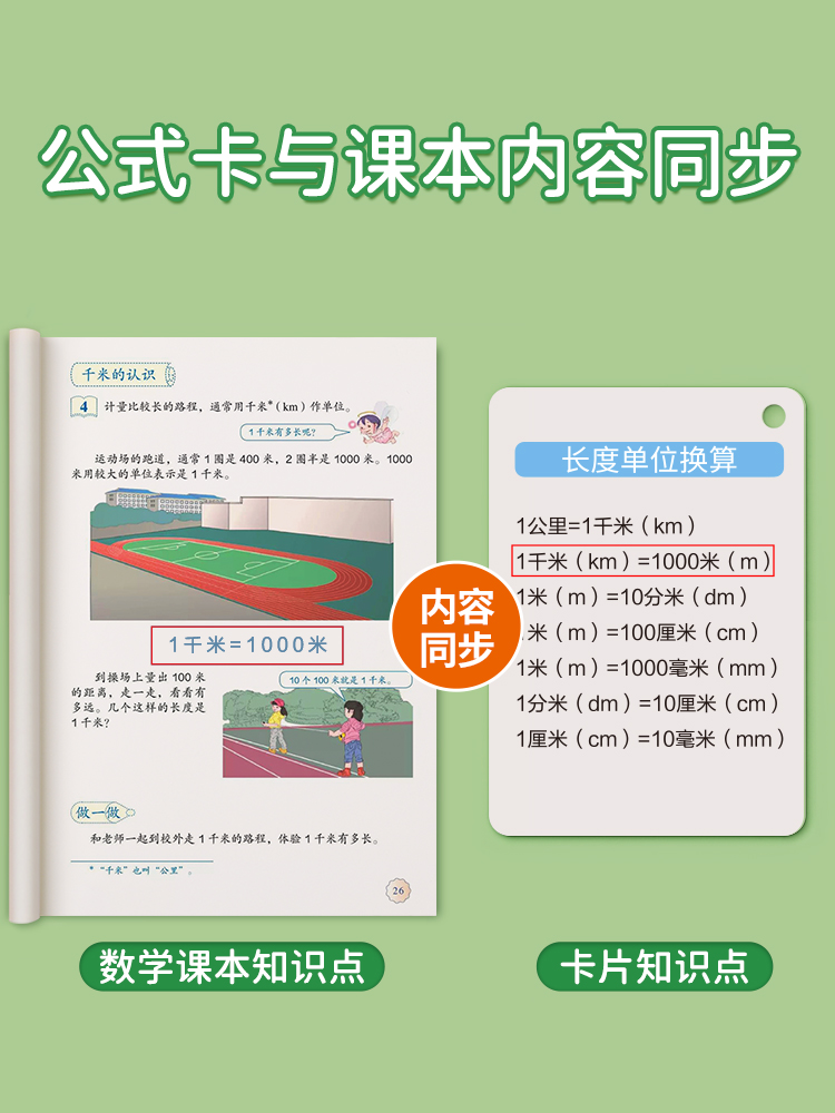 小学数学公式大全卡片定律手册小学生知识点汇总考点及公式表1一6年级二三四五六正版单位换算上下册重点总结计算记忆手卡思维训练