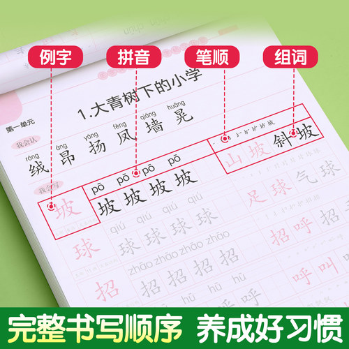 3-6年级生字练字帖二三四五六年级字帖上册下册临摹小学生专用同步练字帖本语文英语人教版课课练正楷硬笔书法儿童写字每日一练贴 - 图2