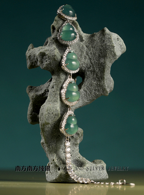 碧蓝纯银天然A货蓝水翡翠手链