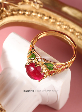 纯银珐琅彩泰国手工轻奢大戒指