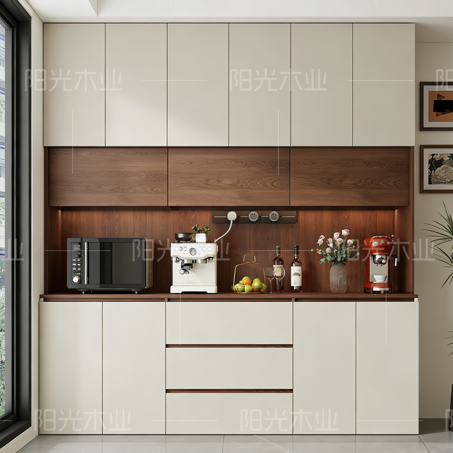 餐边柜实木可定制ENF级酒柜靠墙一体储物柜客厅茶水柜置物收纳柜,淘宝优惠券,粉丝福利购,淘宝优惠卷