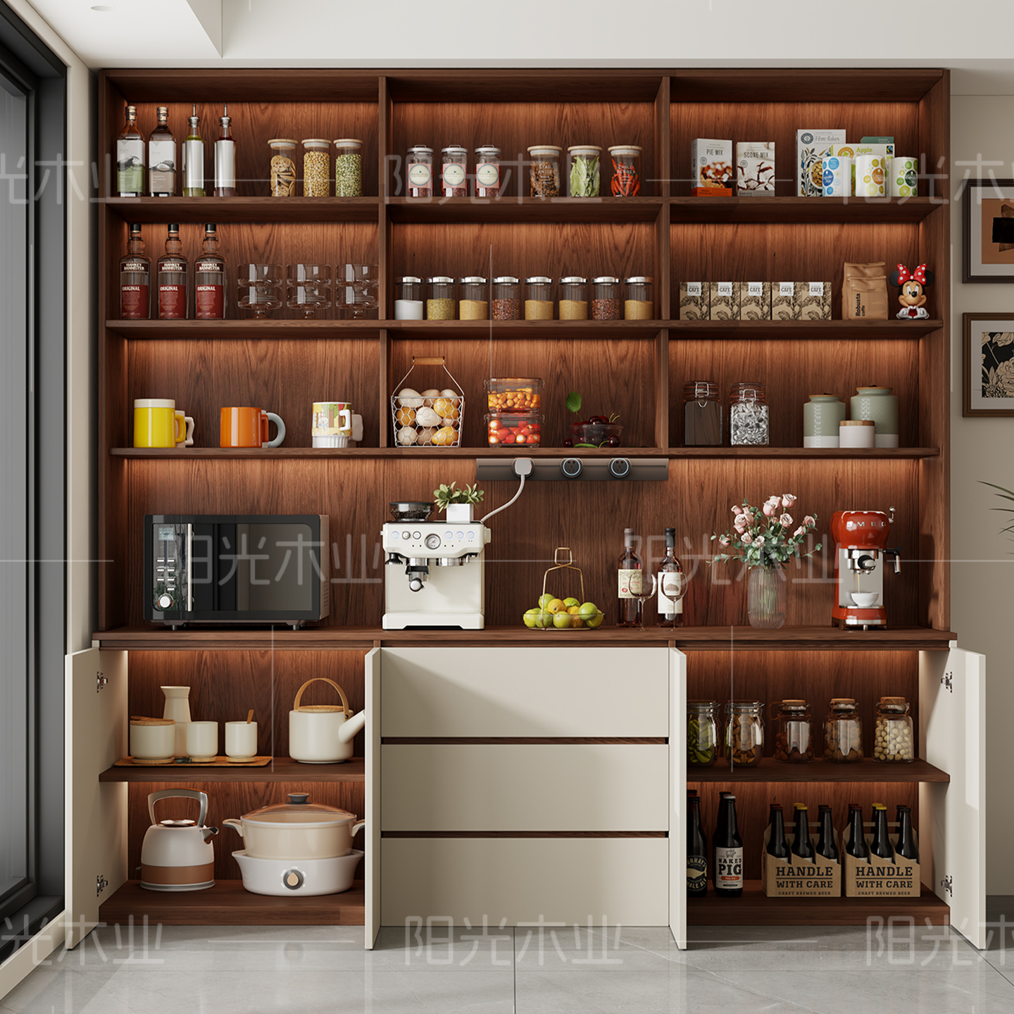 餐边柜实木可定制ENF级酒柜靠墙一体储物柜客厅茶水柜置物收纳柜,淘宝优惠券,粉丝福利购,淘宝优惠卷