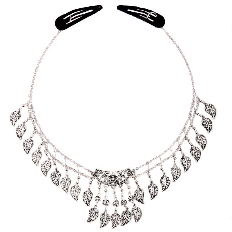 异域民族风头饰复古树叶流苏额头链藏银苗族眉心坠拍照古风配饰女,淘宝优惠券,粉丝福利购,淘宝优惠卷