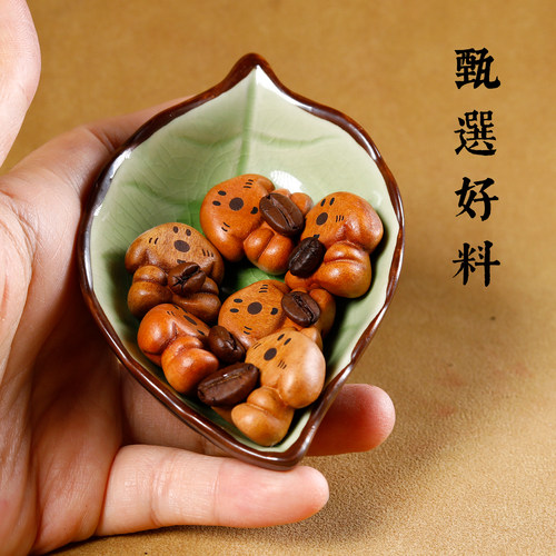 老桃木小狗咖啡豆diy挂件创意钥匙扣包包挂饰可爱手工饰品配件 - 图0