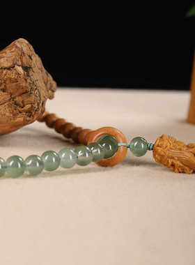 奇楠沉香diy东陵玉手持跑环扎基拉姆念珠手串民族风文玩木质手链