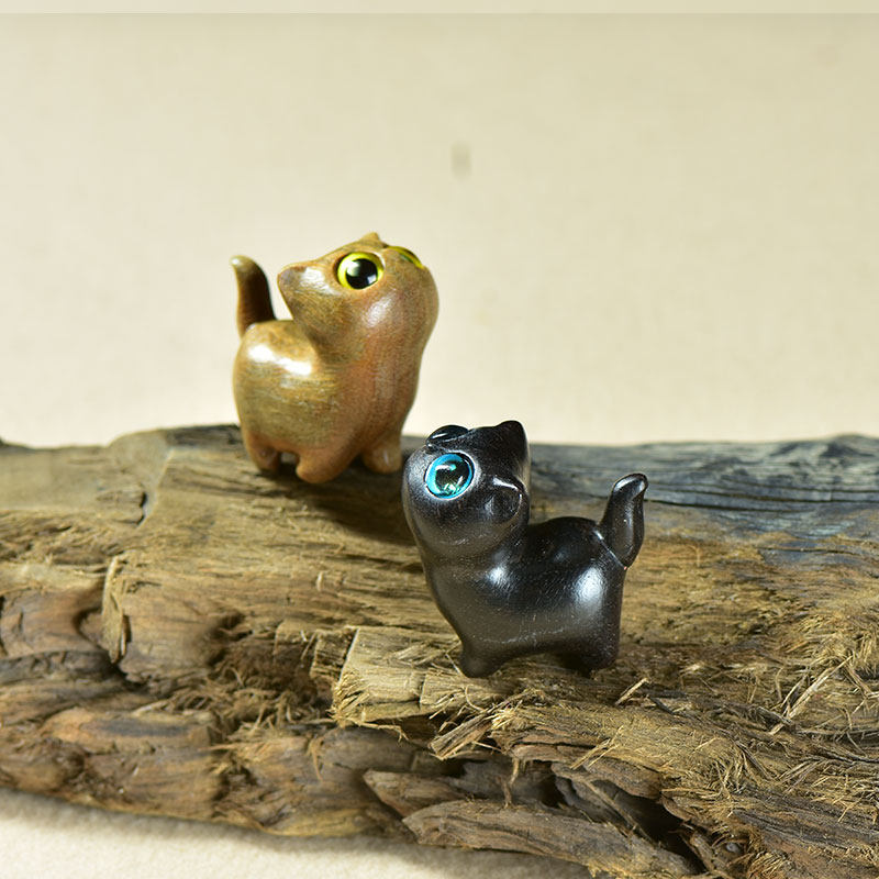 绿檀黑檀木木雕好奇猫咪吊坠挂件钥匙扣包挂件diy男女礼物小摆件,淘宝优惠券,粉丝福利购,淘宝优惠卷