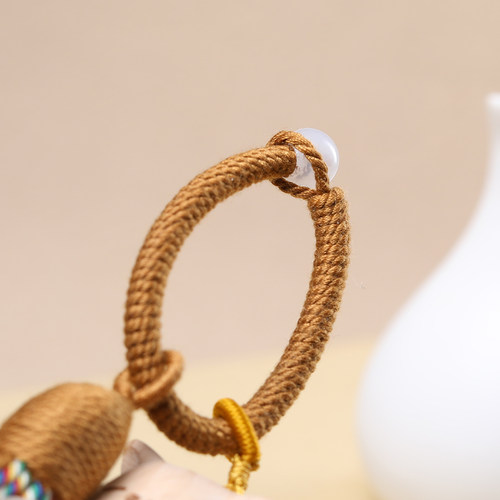 天然实木榉木福气猫钥匙扣挂件木雕猫咪文玩配件手工diy挂件饰品 - 图0