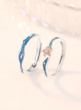 情侣纯银戒指一对原创设计