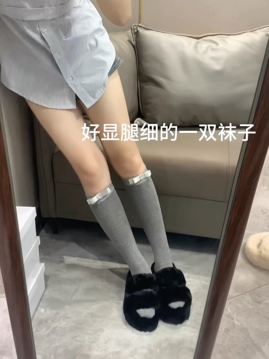 LookSocks纯色可爱蝴蝶结纯色甜美jk少女街头小腿袜学院风长袜 - 图2