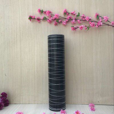 黑白线条 时尚落地客厅花瓶 仿真假花插花瓶花器 木质花瓶... - 图1