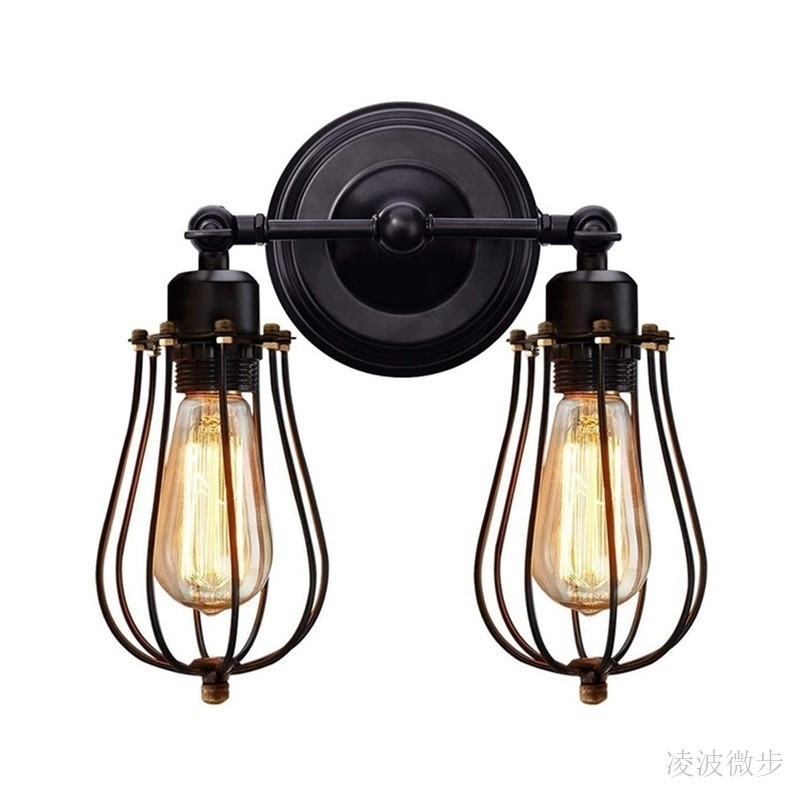 美式复古工业风装饰壁灯创意酒吧餐厅咖啡厅奶茶店理发店铁艺壁灯_虎窝淘