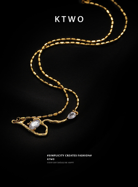 不规则吊坠锆石项链女锁骨毛衣链