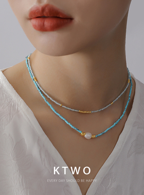 夏季新中式绿松石天然珍珠项链