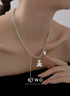 欧式叠戴多层项链女潮小熊锁骨链