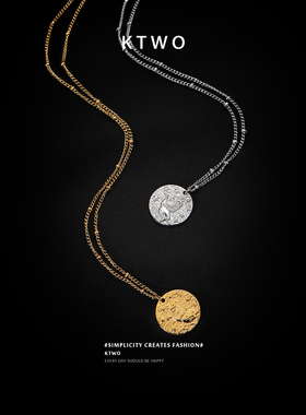 复古吊坠项链女钛钢男士锁骨链