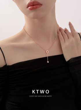 love圆环项链女生单钻流苏锁骨链