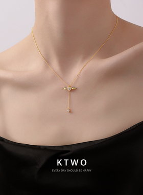 天使爱心项链女生流苏锆石锁骨链