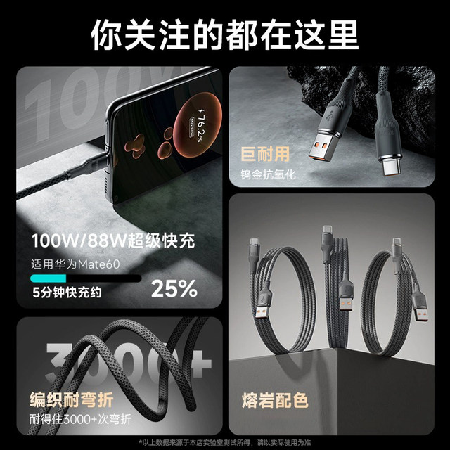 Dual Type-C tungsten gold braided data cable 100W super fast charging suitable for Apple 15/16 Huawei Honor Xiaomi OPPOvivo mobile iPad tablet laptop transmission charging cable Dual Type-C tungsten gold braided data cable 100W super fast charging suitable for Apple 15/16 Huawei Honor Xiaomi OPPOvivo mobile iPad tablet laptop transmission charging cable