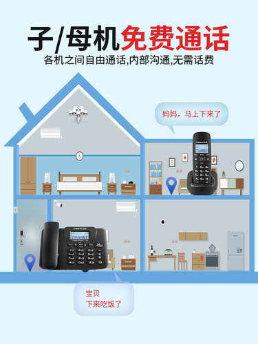 中诺W168无绳电话机家用子母机 商务办公一拖一无线中文菜单座机 - 图2