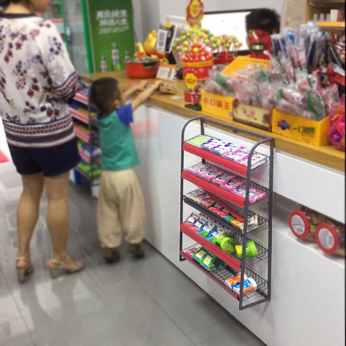 超市收银台前货架小超市展示架铁架口香糖便利店零食货架展示架子 - 图0