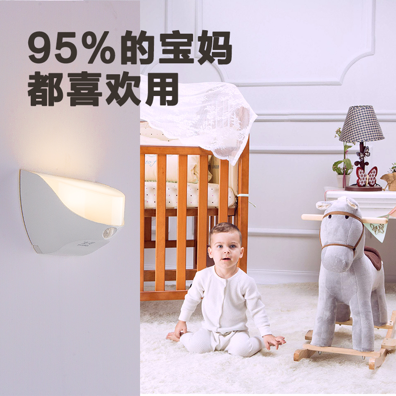 人体感应小夜灯充电式卧室床头灯LED家用过道灯起夜感应灯防水-图0