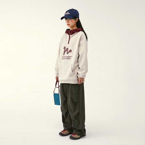诺诺公主S1N初中生冬连帽立领卫衣女美式学院休闲保暖青少年上衣 - 图0