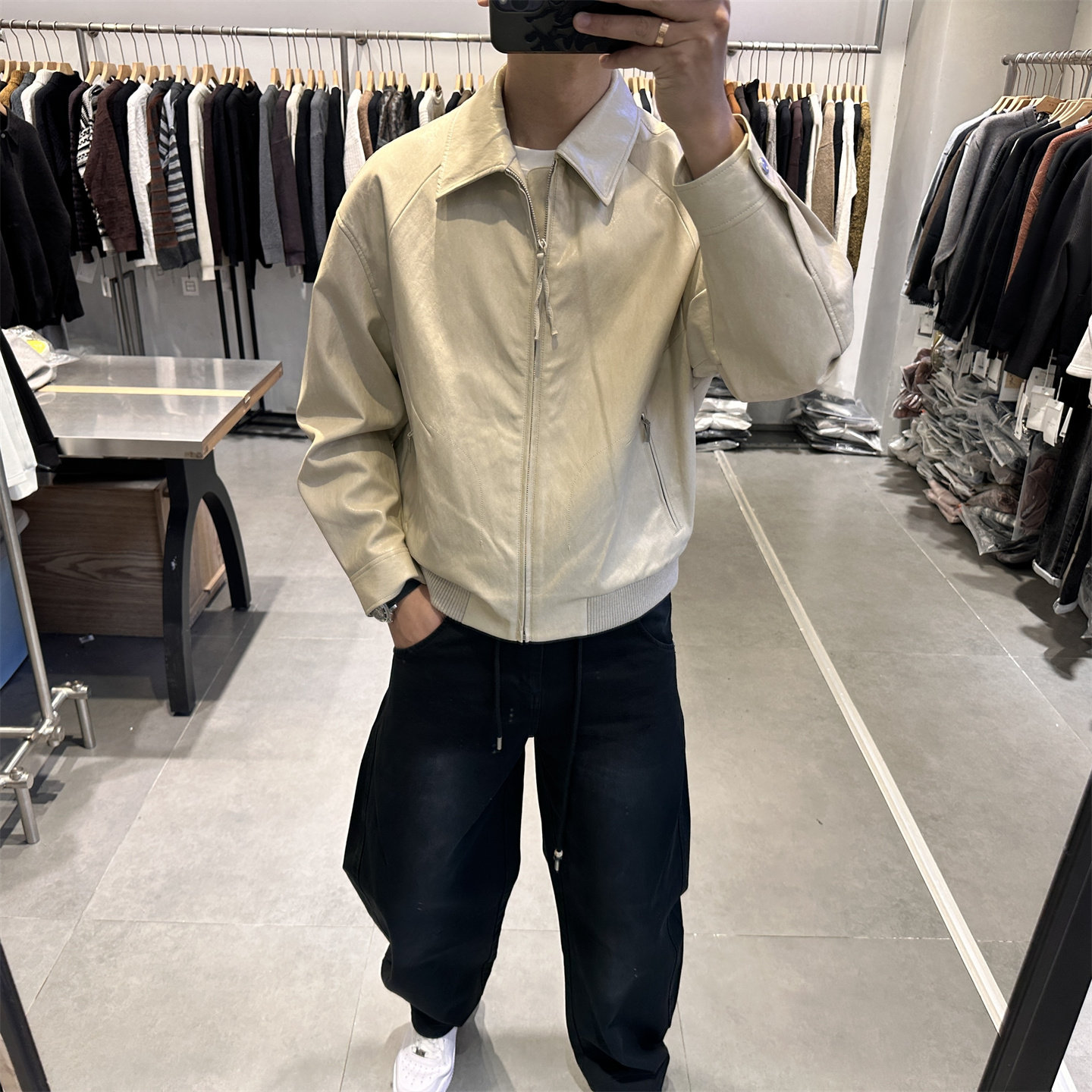 轻奢老钱风复古翻领pu皮夹克男春秋季美式痞帅简约通勤皮衣外套潮,淘宝优惠券,粉丝福利购,淘宝优惠卷