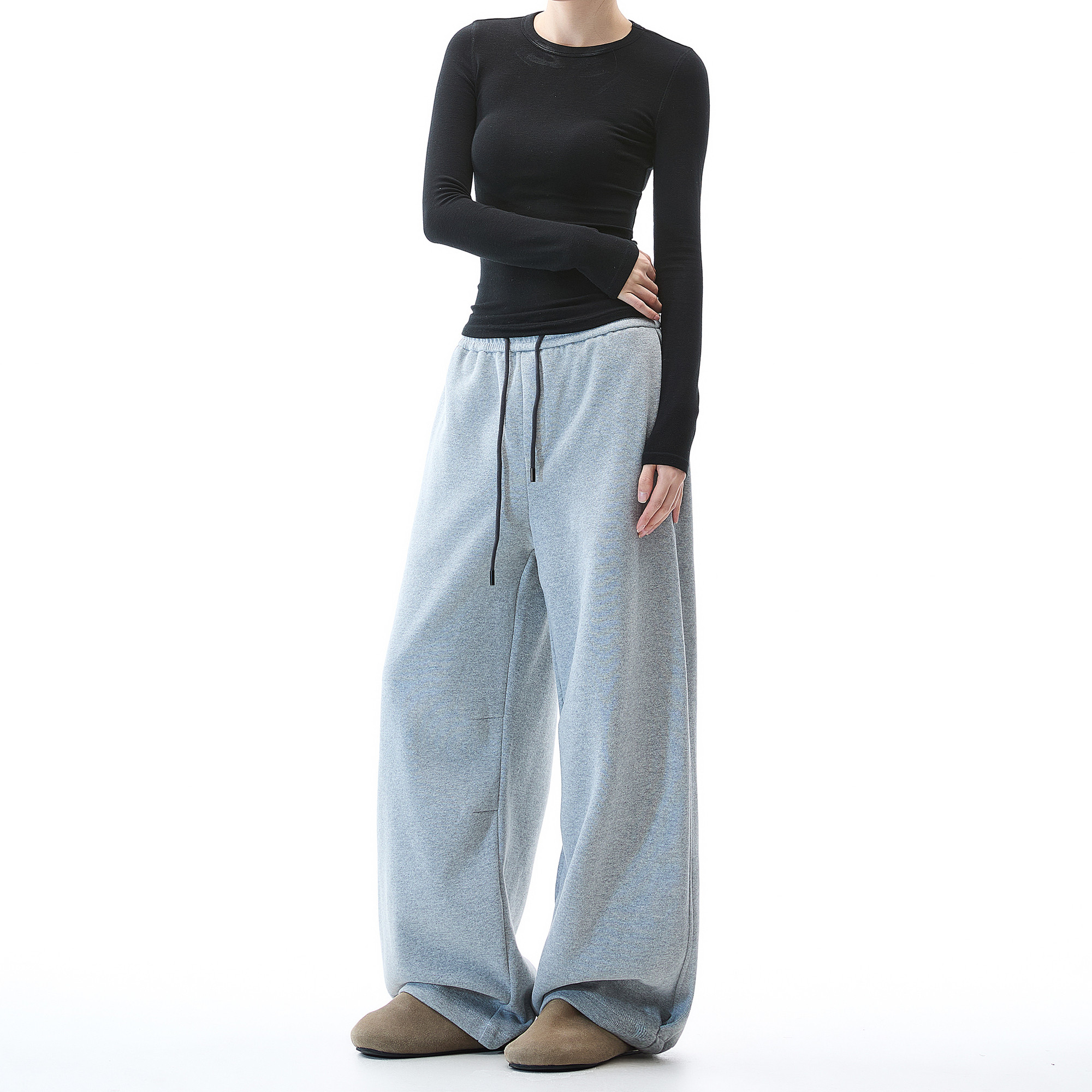 美式复古蓝色慵懒风直筒卫裤女秋冬新款宽松阔腿裤休闲拖地长裤子,淘宝优惠券,粉丝福利购,淘宝优惠卷