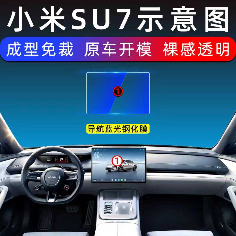 小米汽车SU7屏幕蓝光钢化膜导航中控台仪表显示保护内饰磨砂贴膜 - 图2