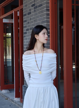 新中式天然碧玺长项链多巴胺彩色宝石串珠沙金唐卡吊坠秋冬毛衣链