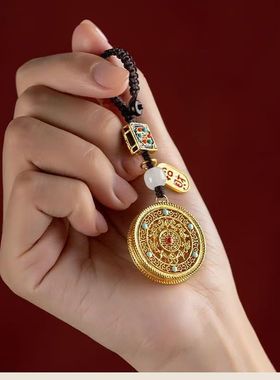 《汉堡回归首秀》古法沙金五福圆满钥匙扣包挂财神平安