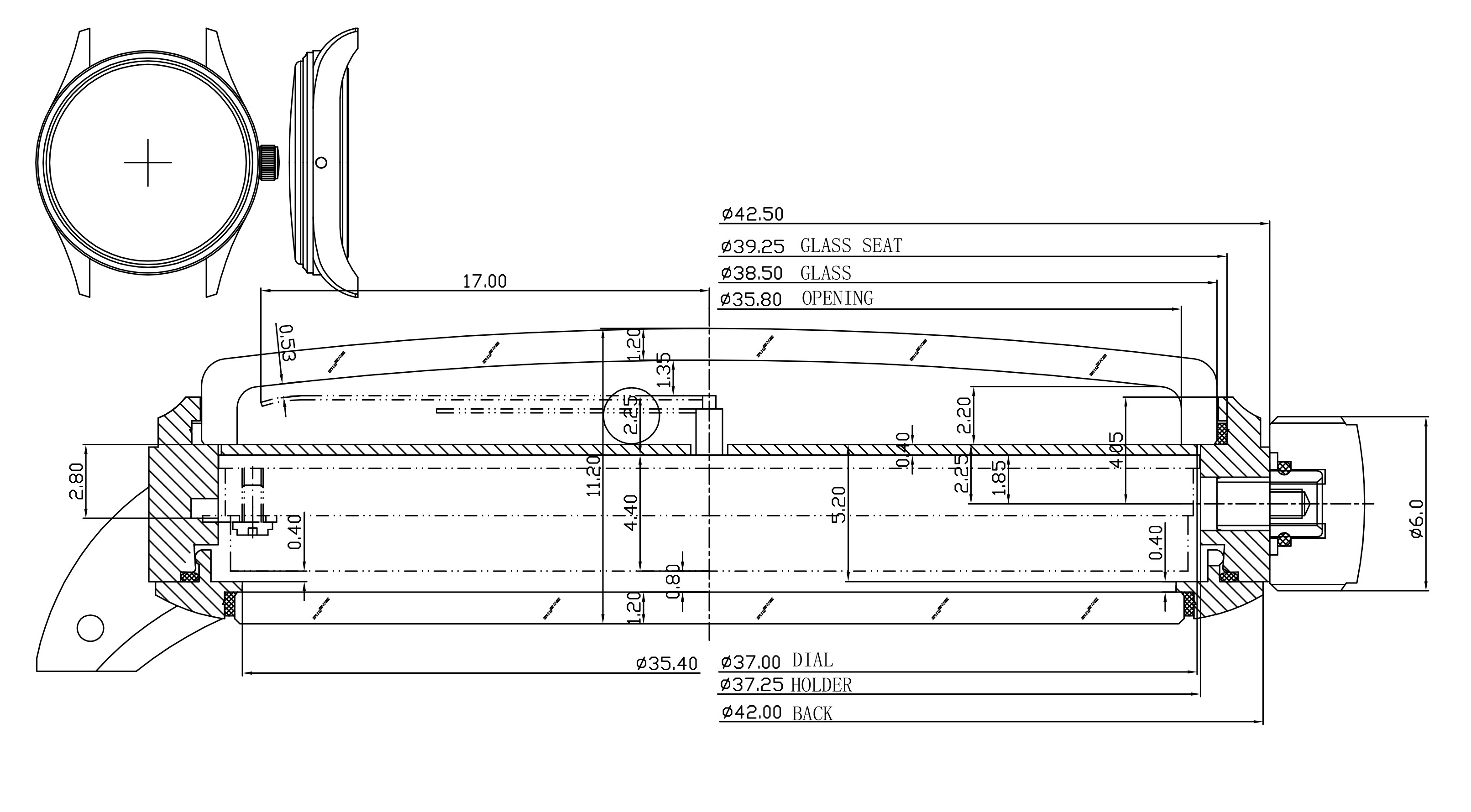 42mm男士手表天津ST3600系列手动上链机芯绿金色字面南瓜把头 - 图2