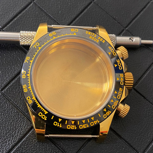 改装表壳配件不锈钢陶瓷圈口金色黑色钢色适配VK63三眼石英机芯 - 图3