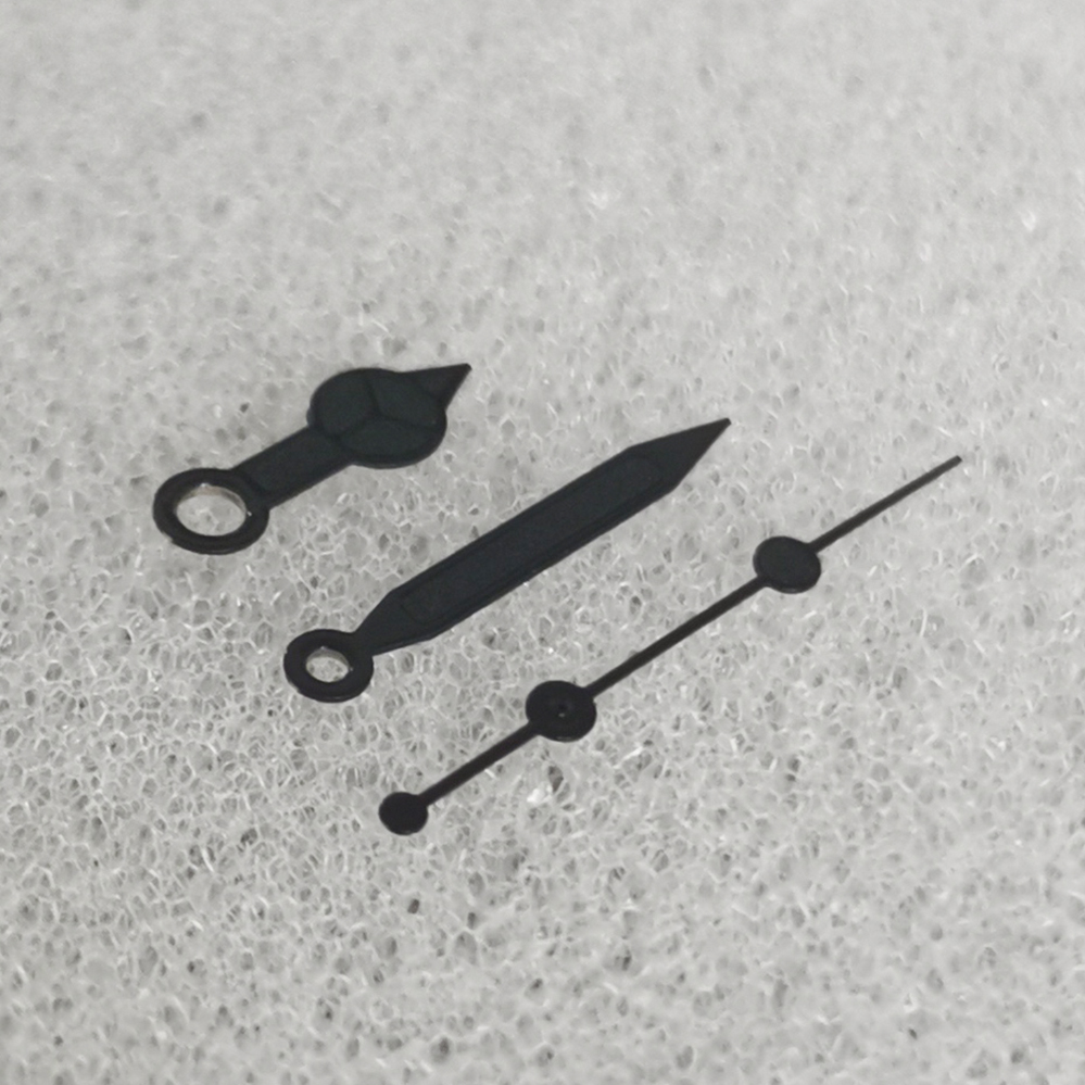 改装手表配件指针 全黑奔驰表针微弱绿夜光适合NH35/36/4R/7S机芯 - 图0