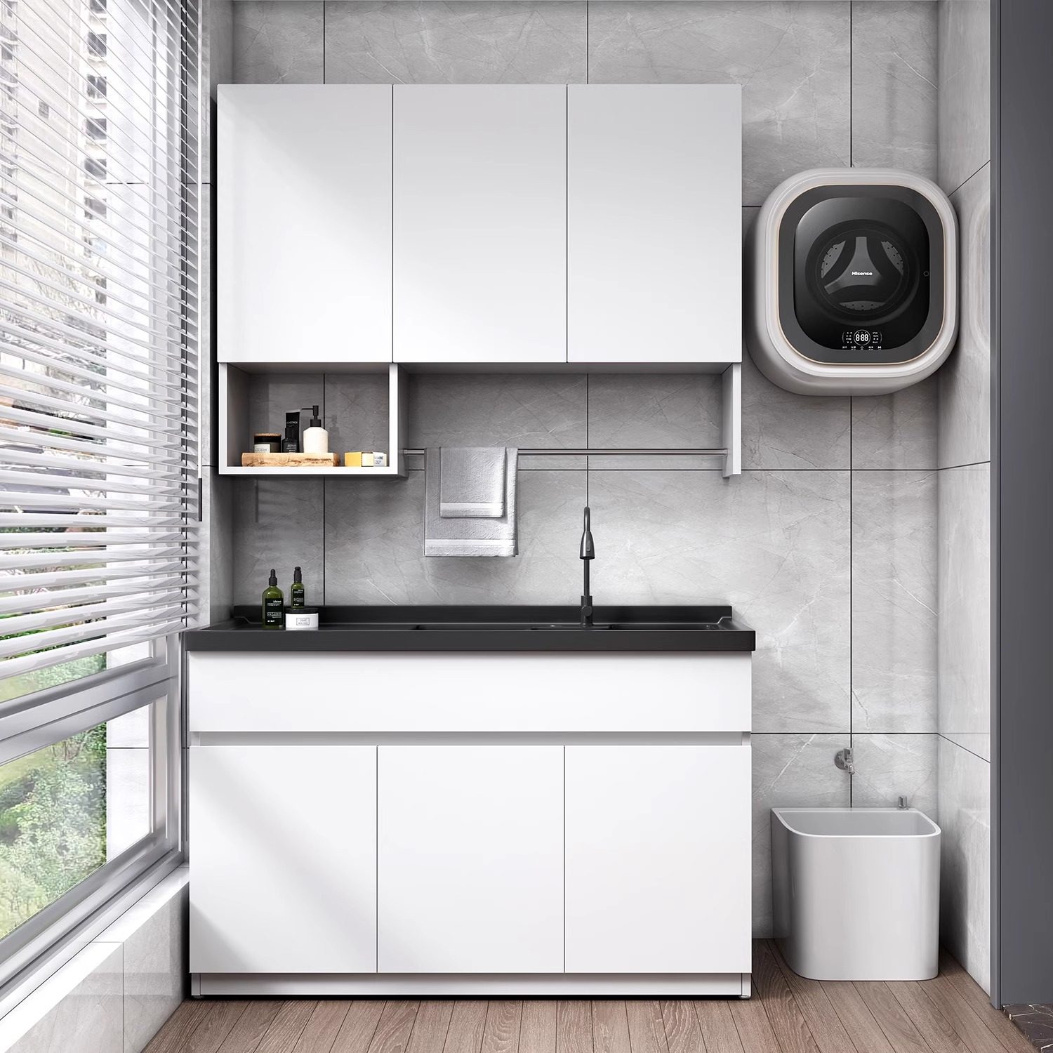 定制304不锈钢阳台洗衣池柜家用一体组合带搓衣板石英石双下水盆,淘宝优惠券,粉丝福利购,淘宝优惠卷