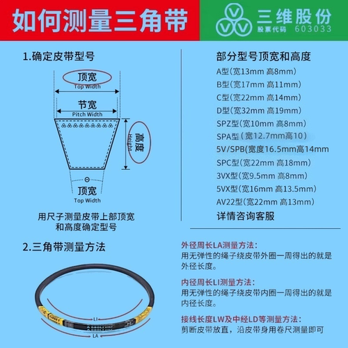正品三维三角带SPB2832SPB2845SPB2860SPB2870SPB2900SPB2925 - 图2