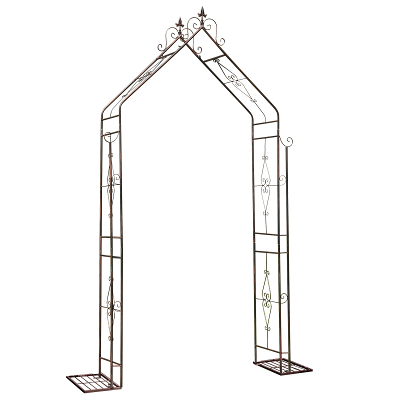 美式铁艺庭院拱门花架植物爬藤架露台花园民宿布置底座托盘支架 - 图3