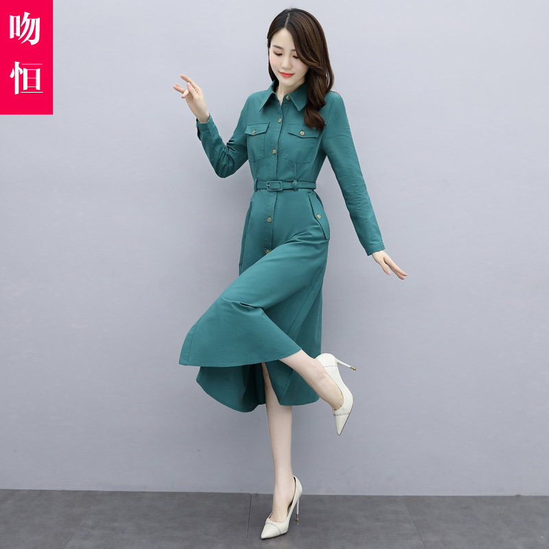 秋装2020年新款洋气减龄连衣裙衬衫 吻恒连衣裙