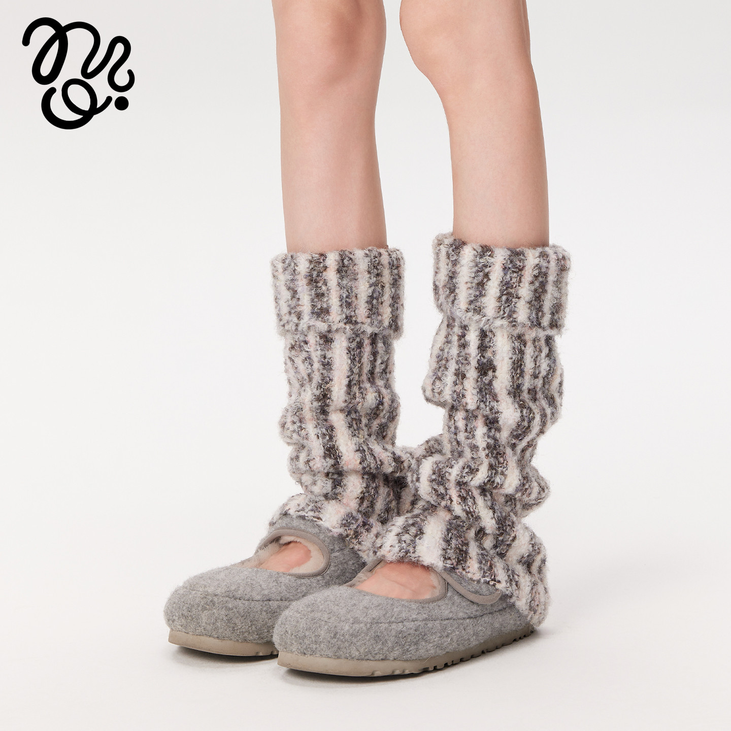 灰色毛绒腿套堆堆袜秋冬袜套条纹保暖外穿复古长筒加厚腿袜子女,淘宝优惠券,粉丝福利购,淘宝优惠卷