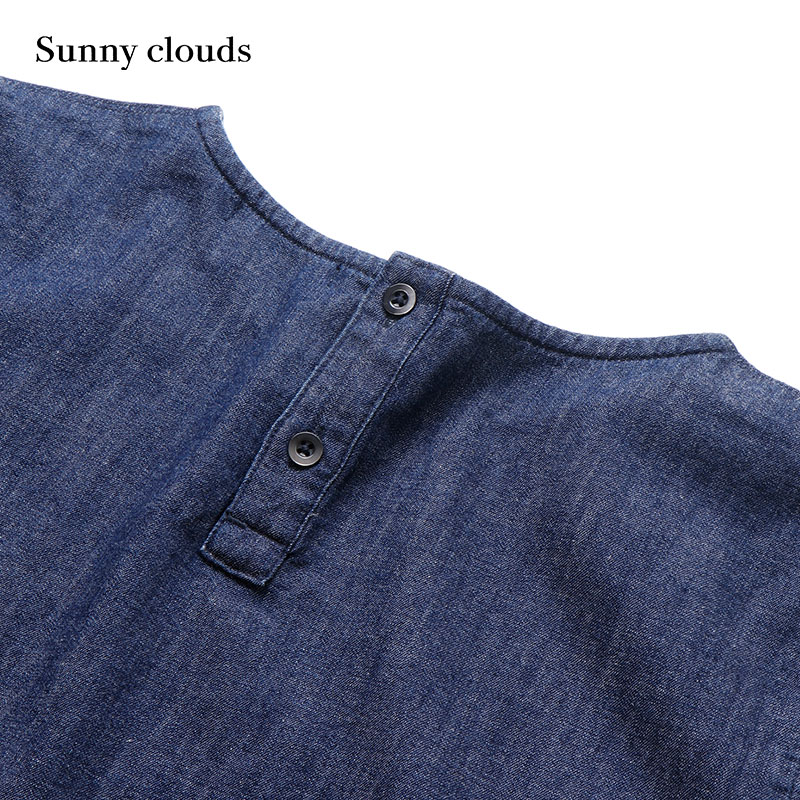 桑妮库拉/Sunny clouds 女式纯棉牛仔蓼蓝花刺绣装饰罩衫 - 图1