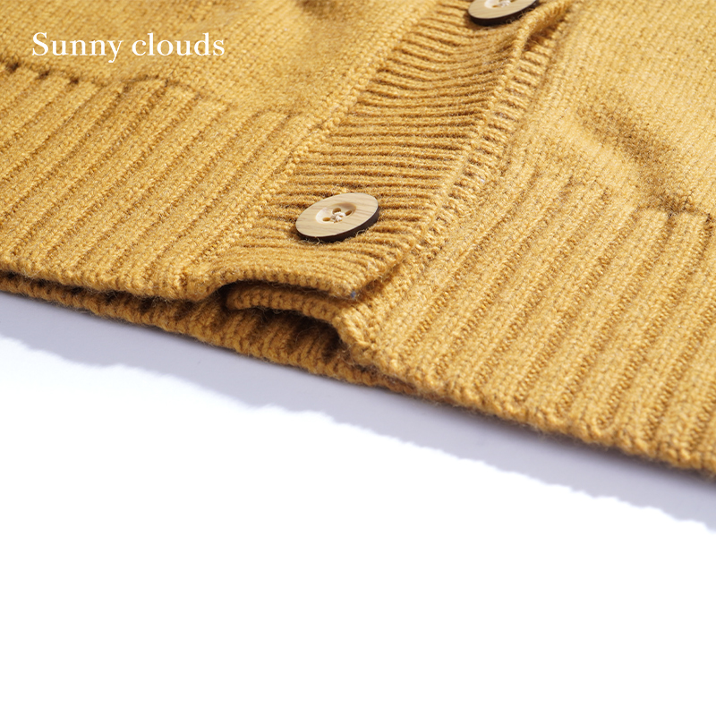 冬季新品 桑妮库拉/Sunny clouds女式羊毛混纺北欧风开衫毛衣黄色 - 图3